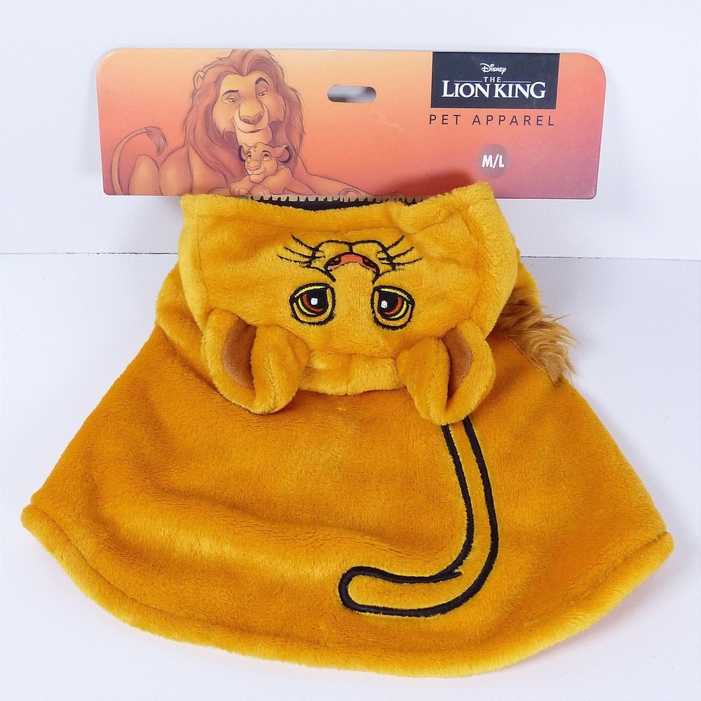 NEW Disney Lion King Simba Pet Halloween Costume Plush Fleece M/L Dog Apparel